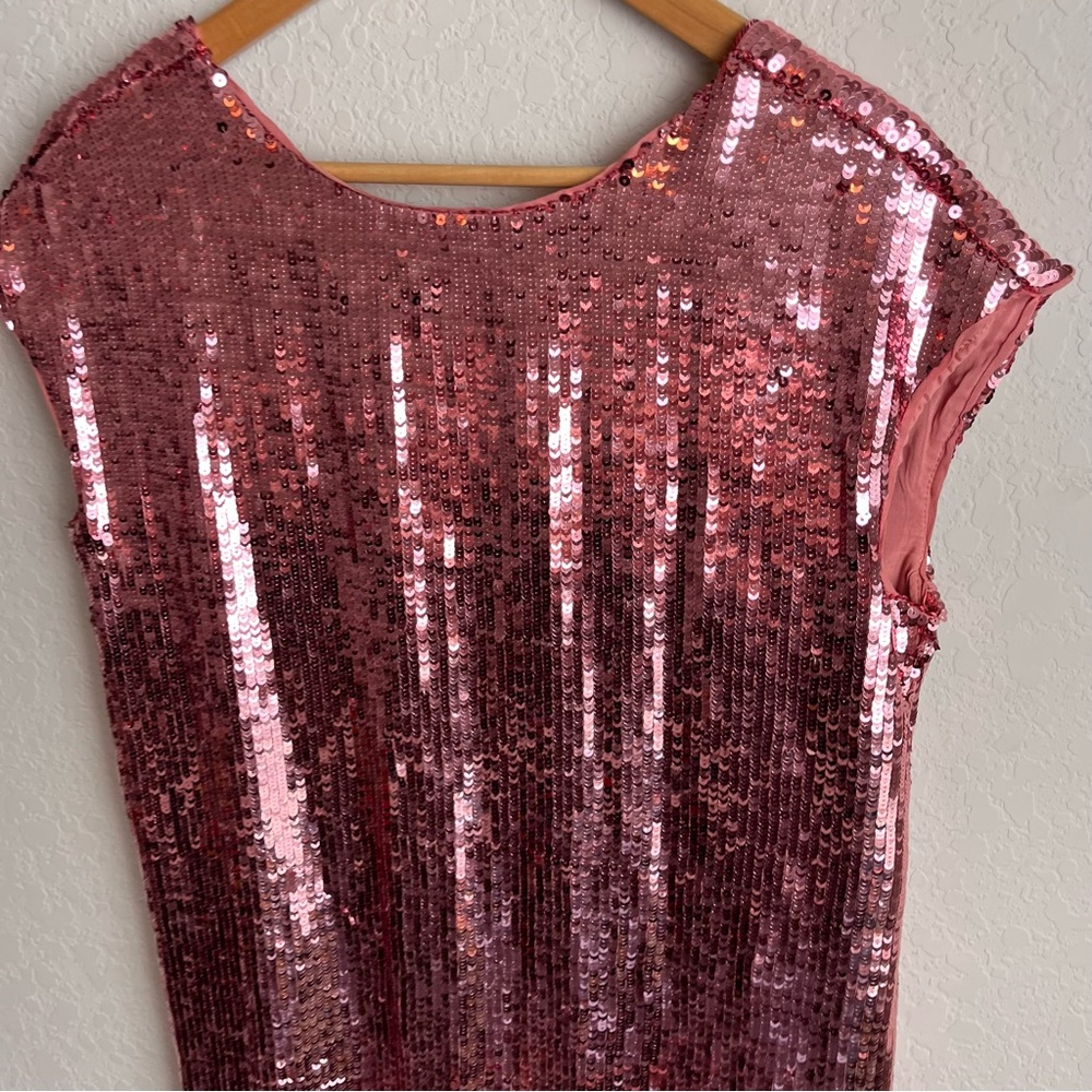 Anthropologie Maeve Kara Sequin Dress Small S Rose Pink Mini Shift Women’s - Picture 5 of 9